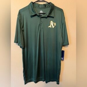 Oakland Athletics Polo Shirt XL Green Majestic MLB A’s Golf Performance NWT